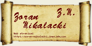 Zoran Mikalački vizit kartica